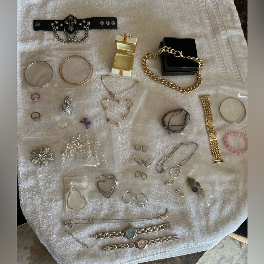 Assorted Jewelry Collection with Gold and Silver Tones
